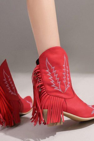 Disco Cowgirl Fringe Ankle Boots