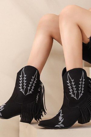 Disco Cowgirl Fringe Ankle Boots