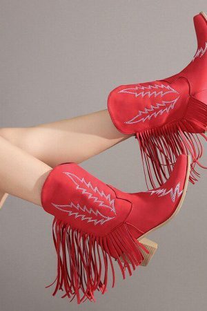 Disco Cowgirl Fringe Ankle Boots
