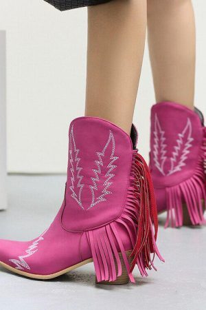 Disco Cowgirl Fringe Ankle Boots