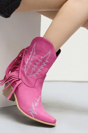 Disco Cowgirl Fringe Ankle Boots