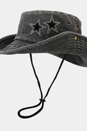 Disco Cowgirl Star Printed Denim Hat