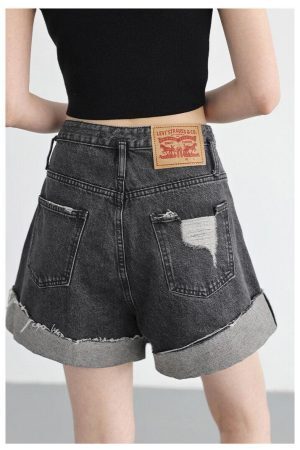 Distressed and Slit Jean Shorts