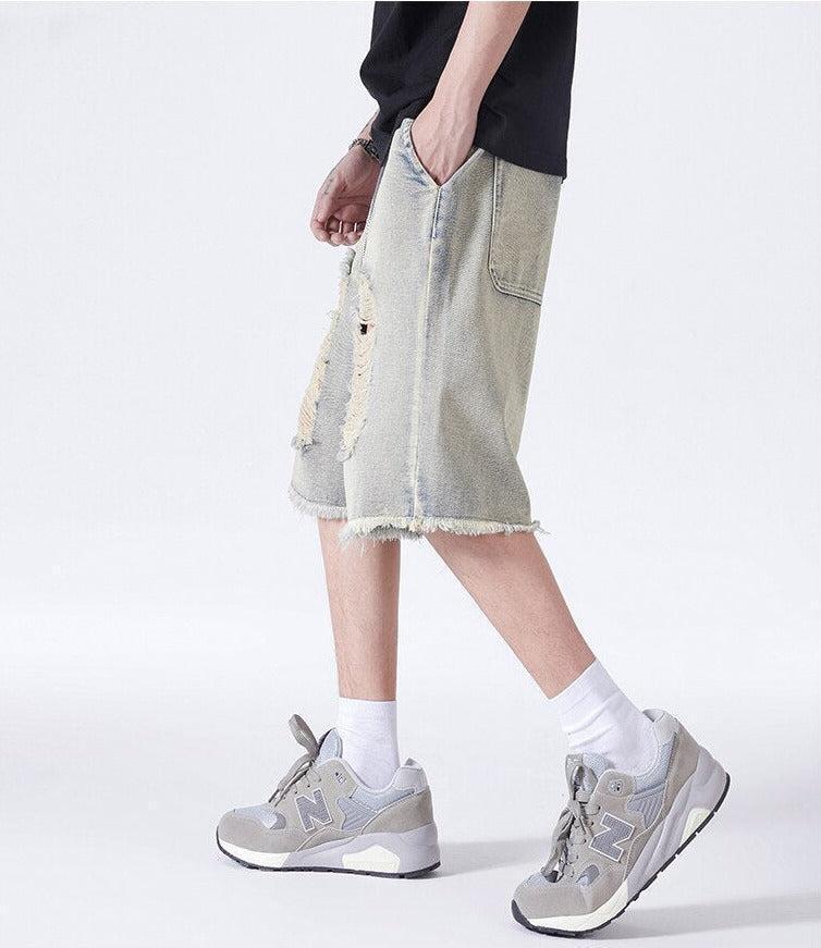 Distressed Light Wash Denim Shorts Distressed Light Wash Denim Shorts