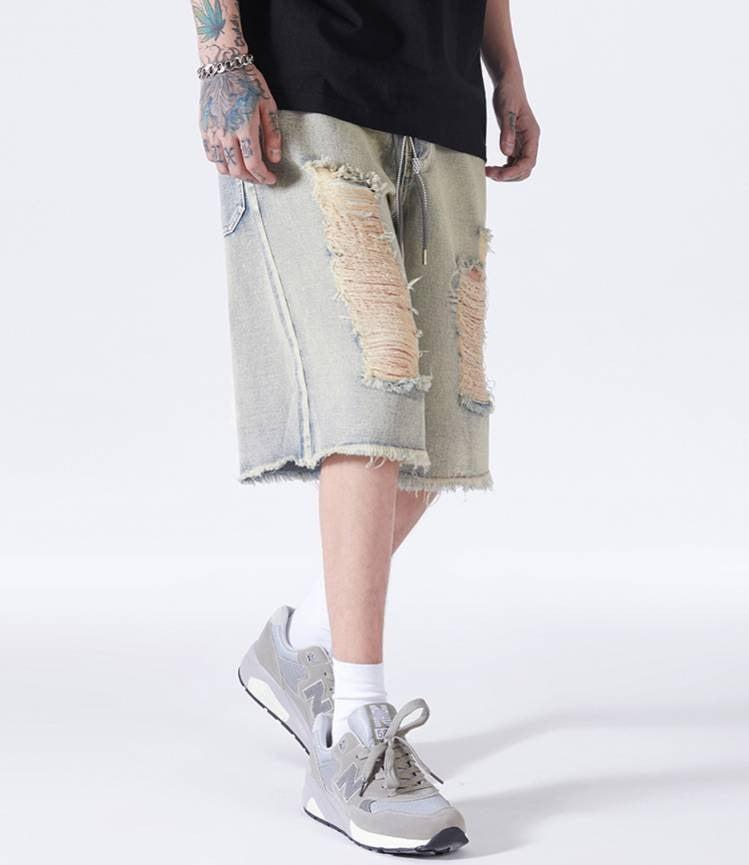 Distressed Light Wash Denim Shorts Distressed Light Wash Denim Shorts
