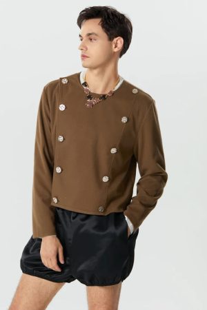 Double Breasted O-Neck Jacket