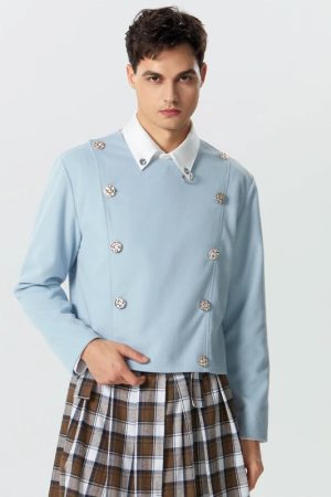 Double Breasted O-Neck Jacket