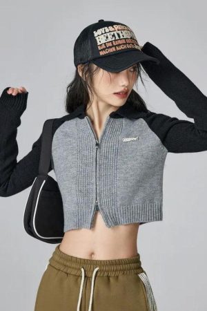 Double Zip-Up Crop Cardigan