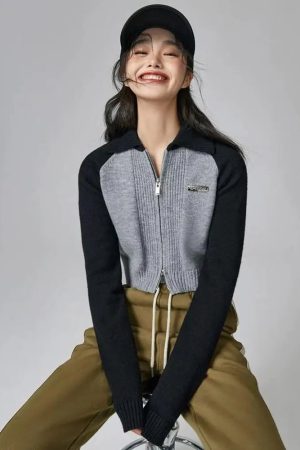 Double Zip-Up Crop Cardigan