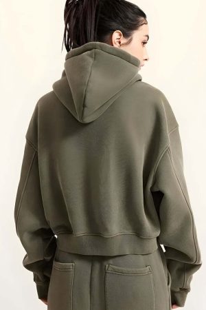 Double Zip-Up Cropped Hoodie