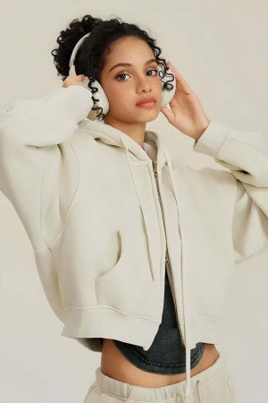 Double Zip-Up Cropped Hoodie