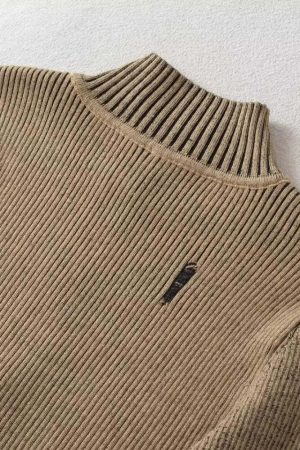 Double Zip-Up Distressed Corduroy Cardigan