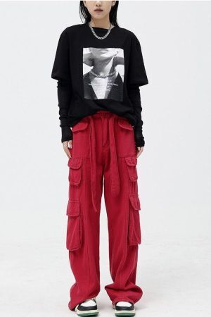 Drawstring Belt Cargo Pants