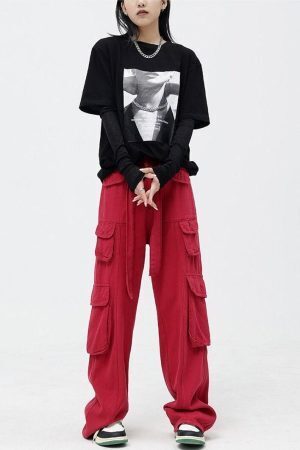 Drawstring Belt Cargo Pants