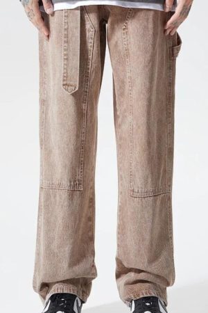 Drawstring Belt Straight Leg Jeans