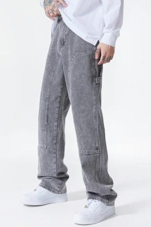 Drawstring Belt Straight Leg Jeans