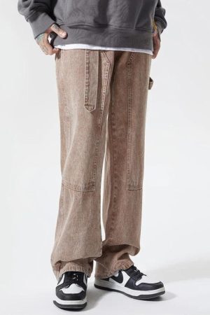 Drawstring Belt Straight Leg Jeans