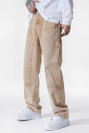 Drawstring Belt Straight Leg Jeans