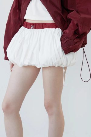 Drawstring Bubble Mini Skirt