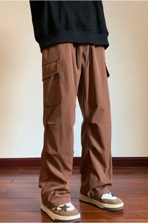 Drawstring Cargo Parachute Pants
