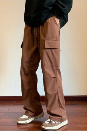 Drawstring Cargo Parachute Pants