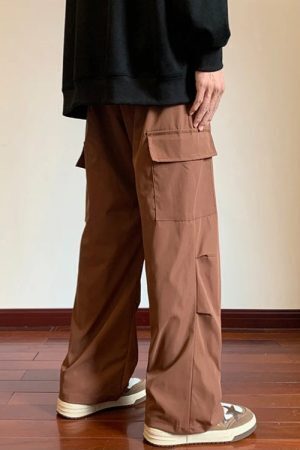 Drawstring Cargo Parachute Pants