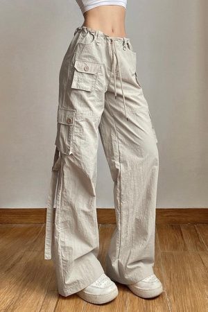 Drawstring Low Rise Cargo Pants