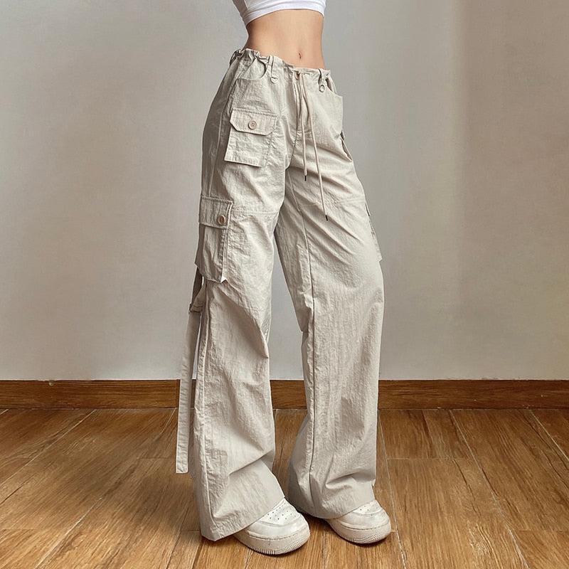 Drawstring Low Rise Cargo Pants Drawstring Low Rise Cargo Pants