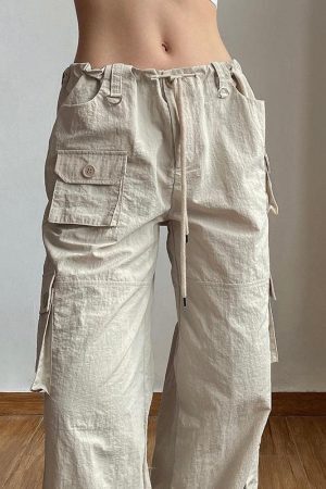 Drawstring Low Rise Cargo Pants
