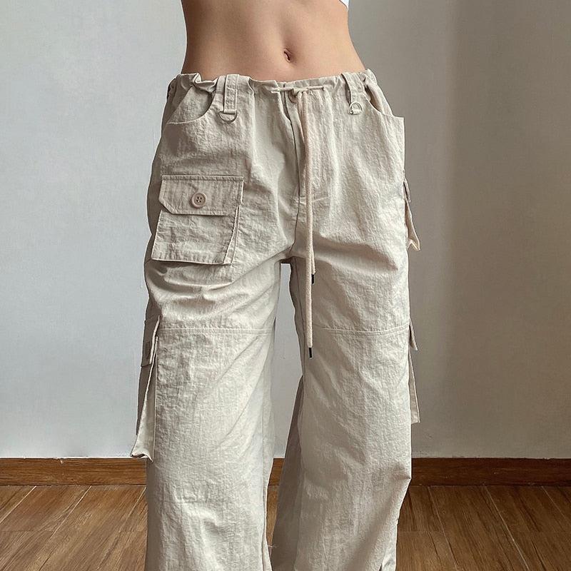 Drawstring Low Rise Cargo Pants Drawstring Low Rise Cargo Pants