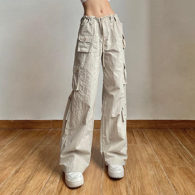 Drawstring Low Rise Cargo Pants Drawstring Low Rise Cargo Pants