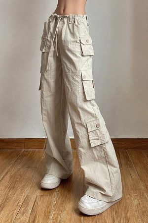 Drawstring Low Rise Cargo Pants