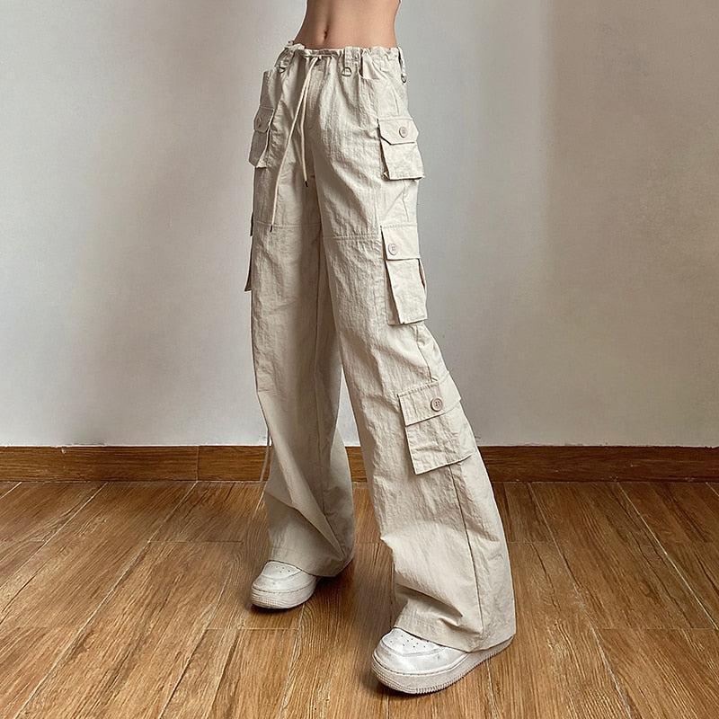 Drawstring Low Rise Cargo Pants Drawstring Low Rise Cargo Pants