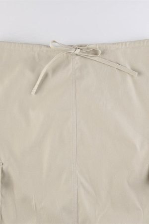 Drawstring Parachute Maxi Skirt