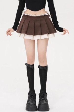 Drawstring Pleated Mini Skirt