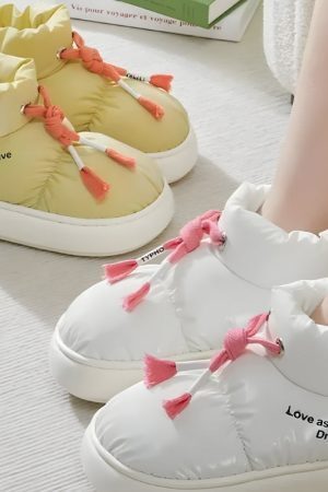 Drawstring Puffer Slippers