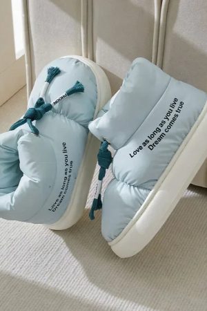 Drawstring Puffer Slippers