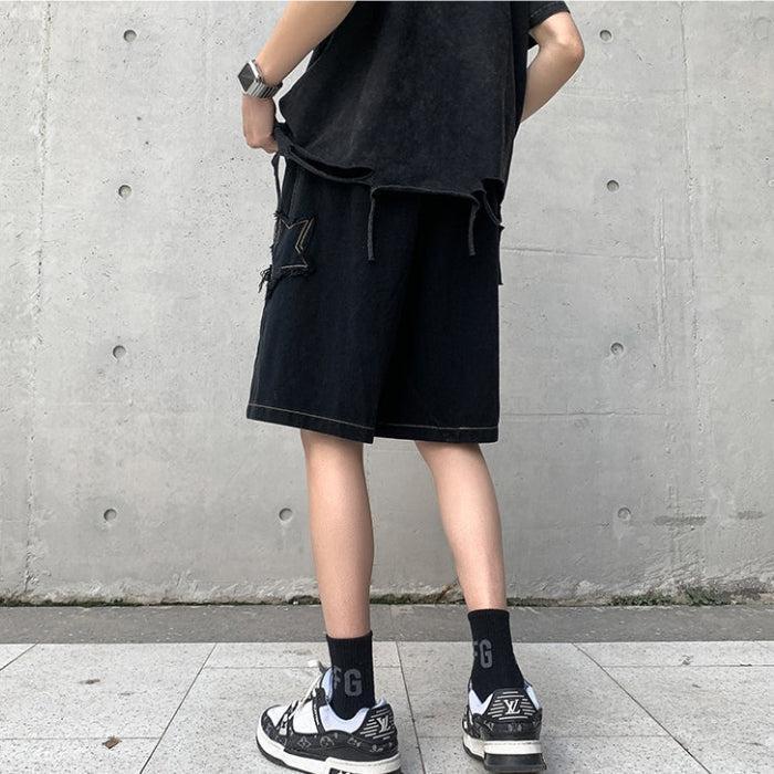 Drawstring Star Embroidered Shorts Drawstring Star Embroidered Shorts