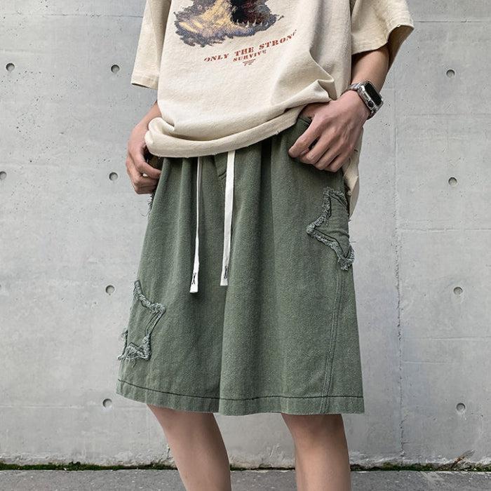 Drawstring Star Embroidered Shorts Drawstring Star Embroidered Shorts