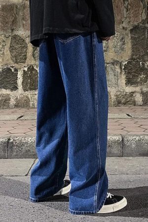 Drawstring Straight Leg Baggy Jeans