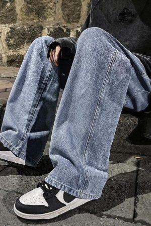 Drawstring Straight Leg Baggy Jeans