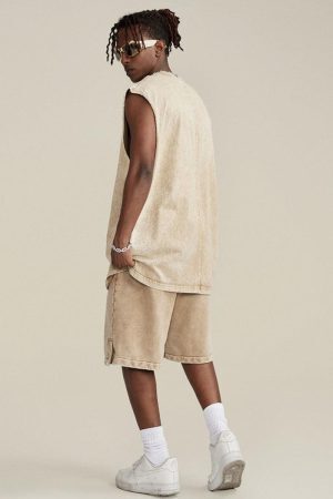 Drawstring Waist Loose Shorts