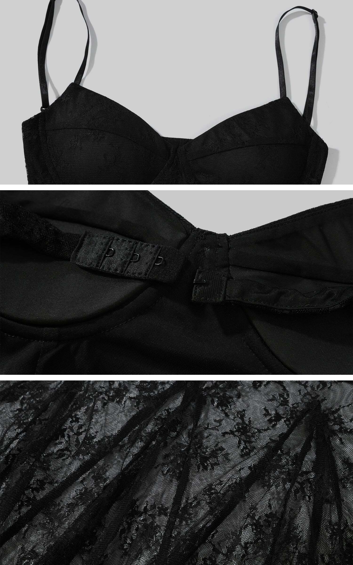 DreamyNerd Black Lace Fishtail Slip Dress DreamyNerd Black Lace Fishtail Slip Dress