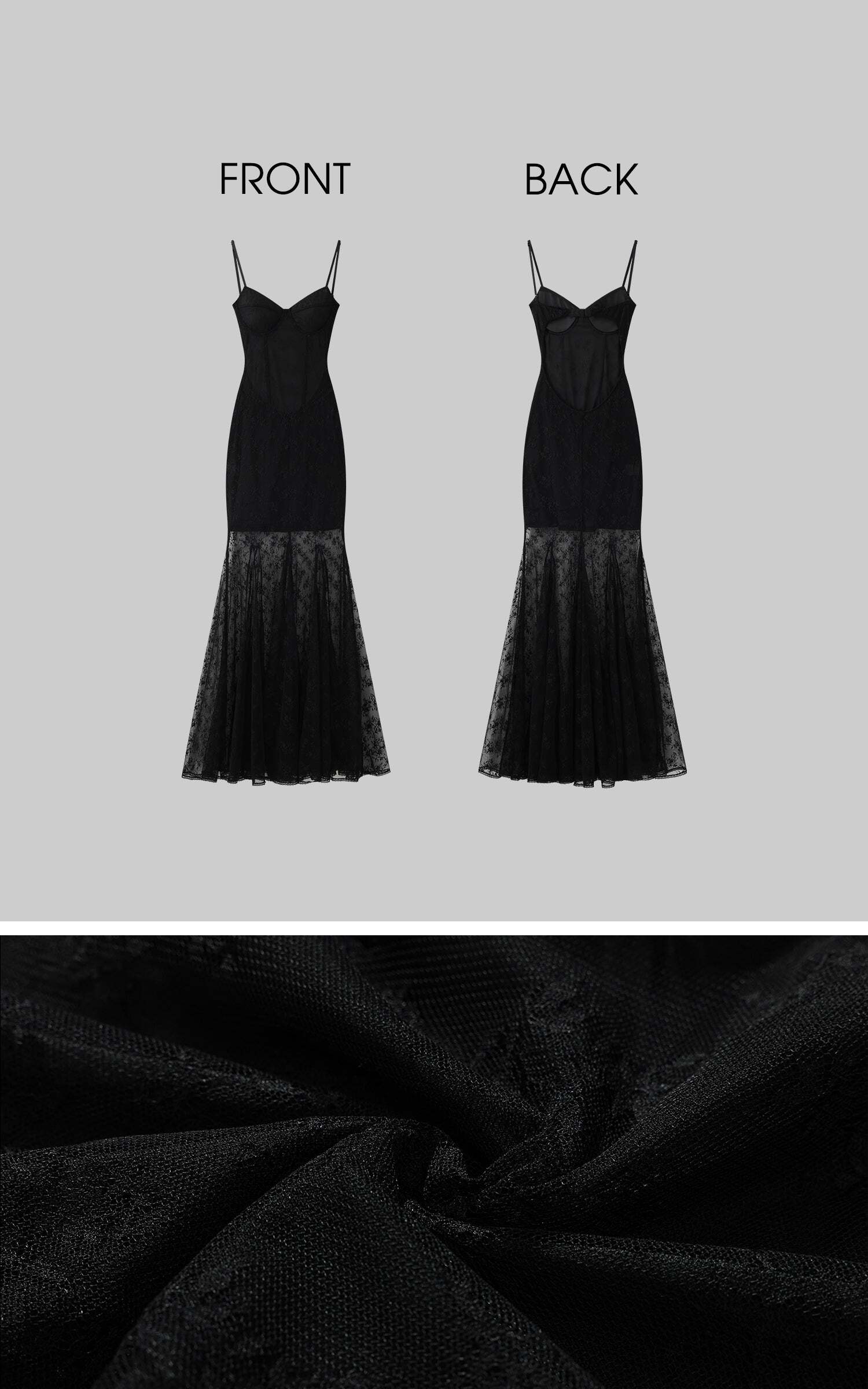 DreamyNerd Black Lace Fishtail Slip Dress DreamyNerd Black Lace Fishtail Slip Dress