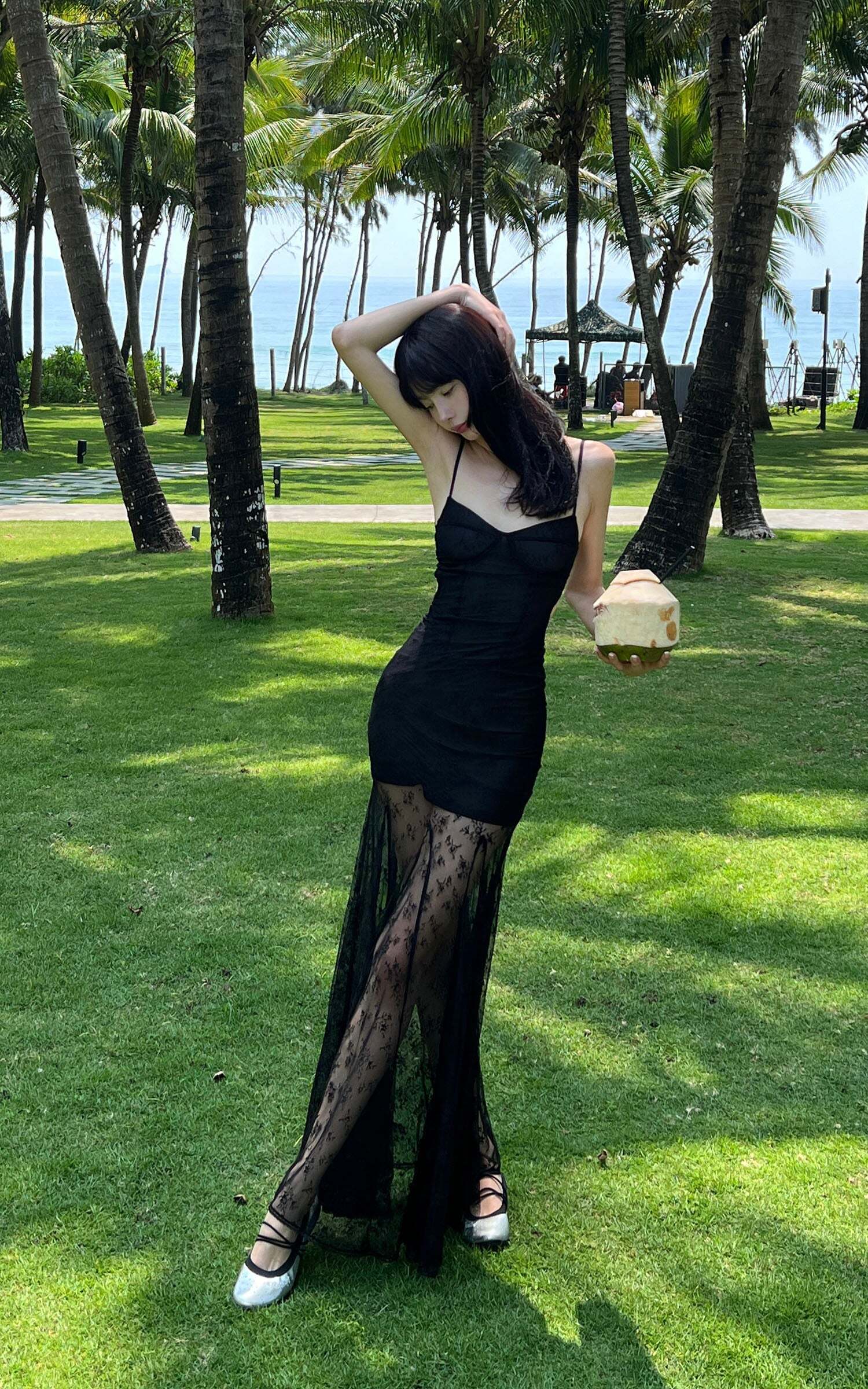 DreamyNerd Black Lace Fishtail Slip Dress DreamyNerd Black Lace Fishtail Slip Dress