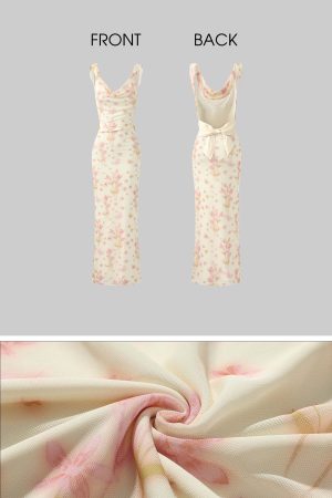 DreamyNerd Bloom Mesh Maxi Dress with Bow Back