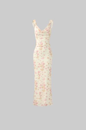 DreamyNerd Bloom Mesh Maxi Dress with Bow Back
