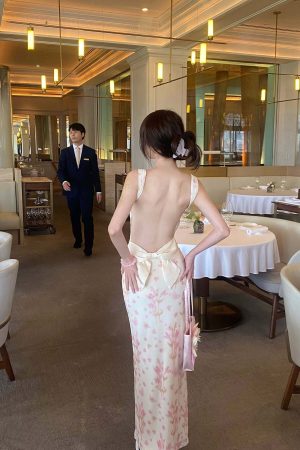 DreamyNerd Bloom Mesh Maxi Dress with Bow Back