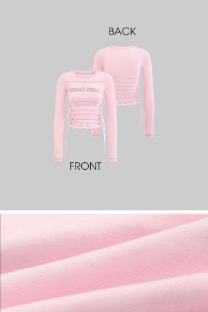 DreamyNerd Blush Lace Up Tee