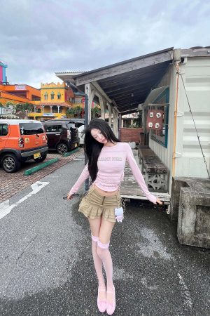 DreamyNerd Blush Lace Up Tee